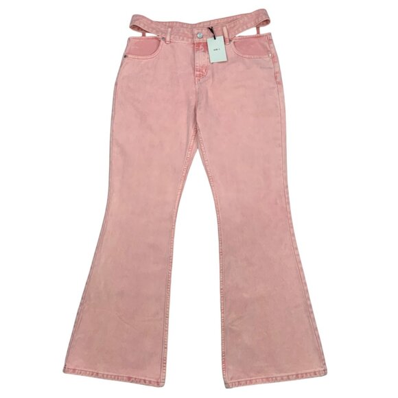 Ragged Priest Milk It Mia Baby Jean 32 Pink Flare Leg Cut Out Waist High Rise - Picture 12 of 12